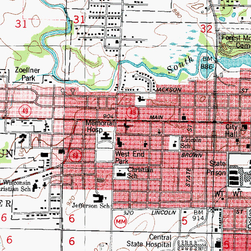 Topographic Map of Immanuel Lutheran Church, WI