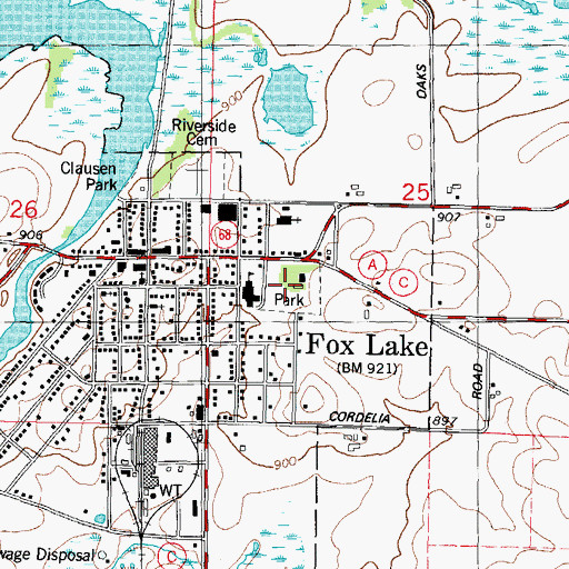 Topographic Map of Jeanette Adams Municipal Swimming Pool, WI