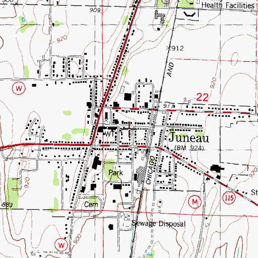 Topographic Map of Juneau Post Office, WI