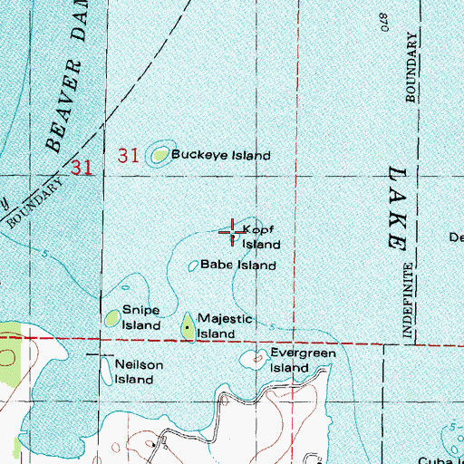 Topographic Map of Kopf Island, WI