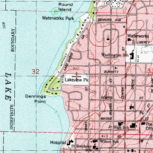 Topographic Map of Lakeview Park, WI