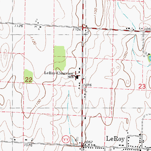 Topographic Map of LeRoy-Clearview School, WI