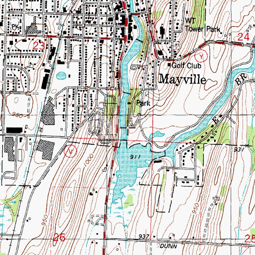 Topographic Map of Lions Point Playground, WI