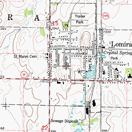 Topographic Map of Lomira High School, WI
