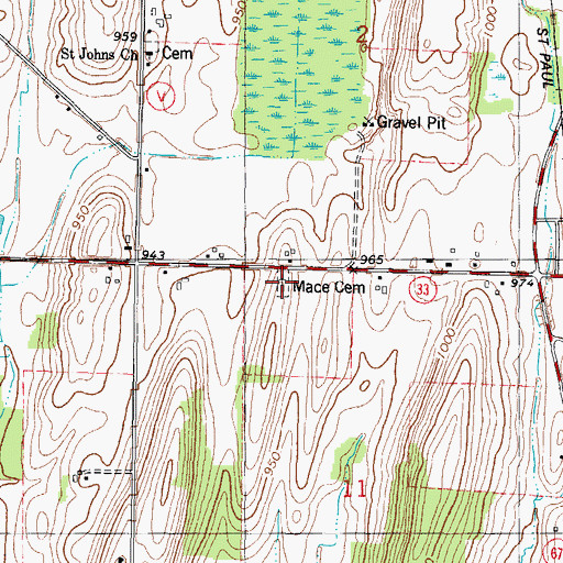 Topographic Map of Mace Cemetery, WI