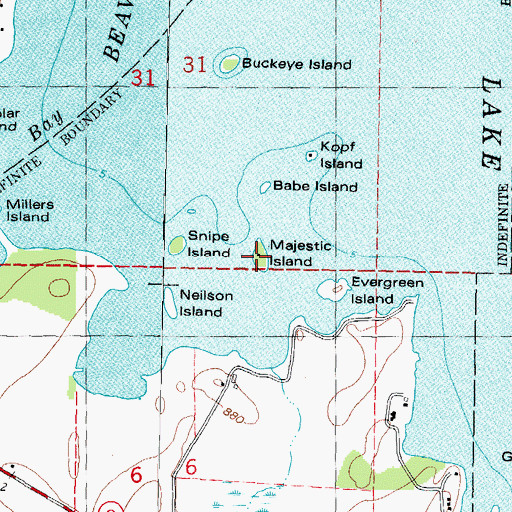 Topographic Map of Majestic Island, WI