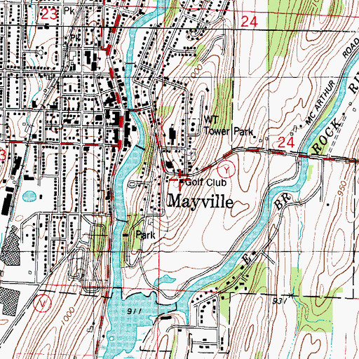 Topographic Map of Mayville Golf Club, WI
