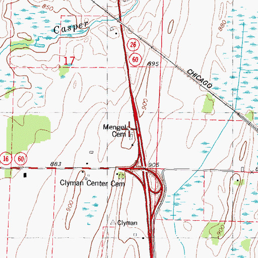 Topographic Map of Mengel Cemetery, WI