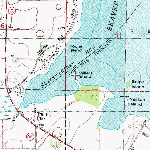 Topographic Map of Millers Island, WI