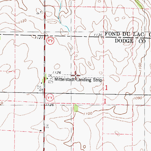 Topographic Map of Mittelstadt Landing Strip (historical), WI
