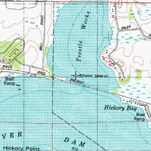 Topographic Map of Moon Island, WI