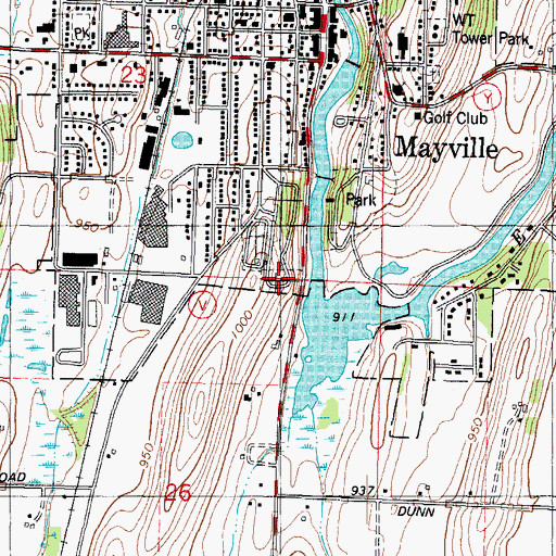 Topographic Map of New Saint Marys Cemetery, WI