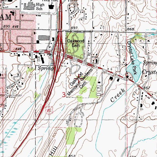 Topographic Map of Oakwood Memorial Gardens Cemetery, WI