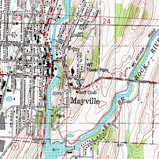 Topographic Map of Old Saint Marys Cemetery, WI