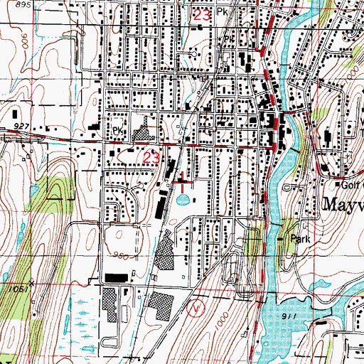 Topographic Map of Parkview Elementary School, WI