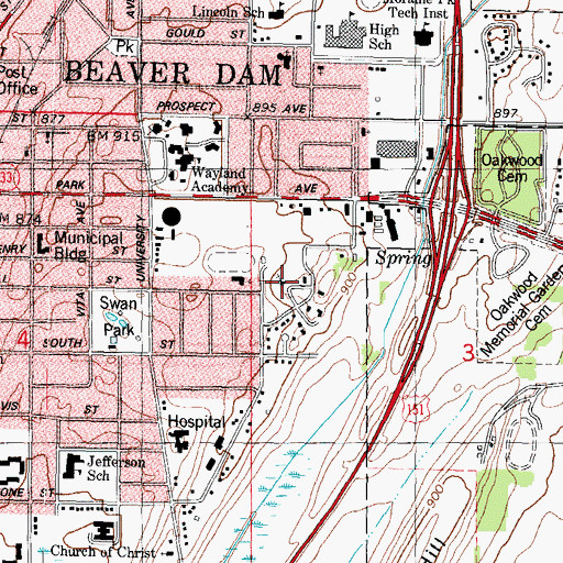 Topographic Map of Peace Lutheran Church, WI