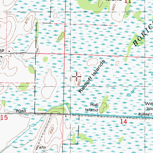 Topographic Map of Radloff Islands, WI