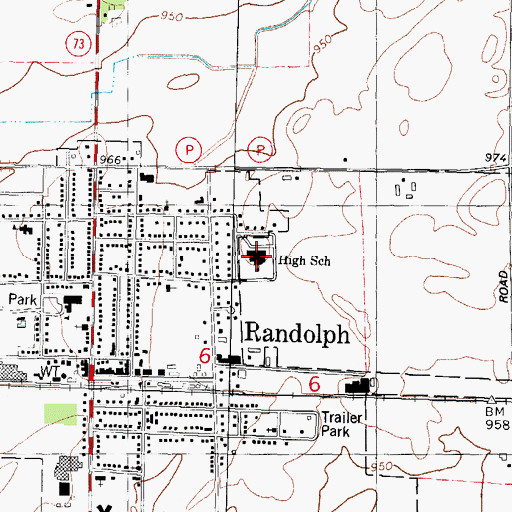 Topographic Map of Randolph High School, WI