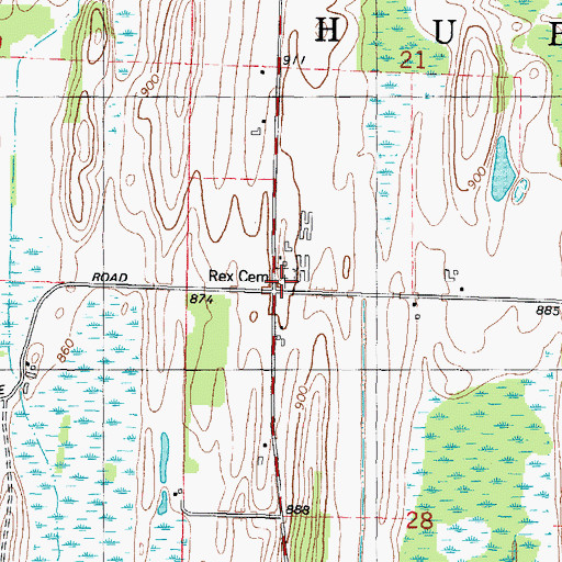 Topographic Map of Rex Cemetery, WI