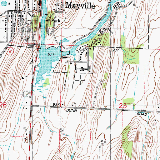 Topographic Map of Ribbens Memorial Park, WI