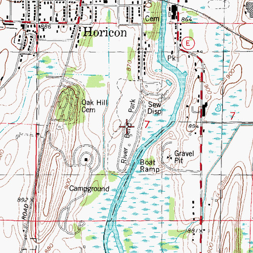 Topographic Map of River Bend Park, WI