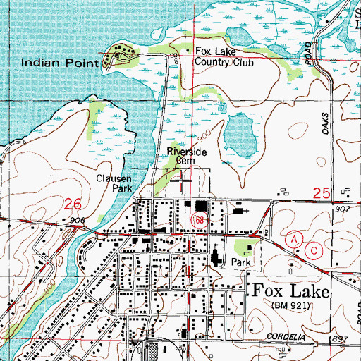 Topographic Map of Riverside Cemetery, WI