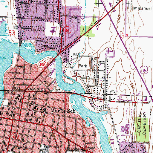 Topographic Map of Riverside Park, WI