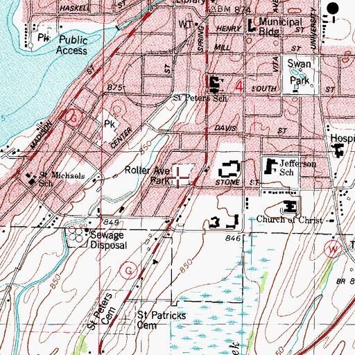 Topographic Map of Roller Avenue Park, WI