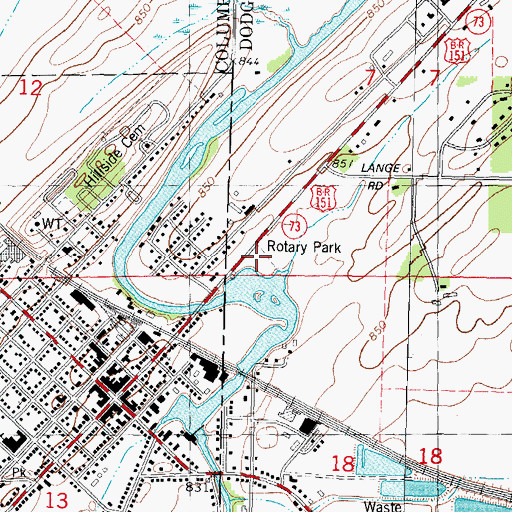 Topographic Map of Rotary Park, WI