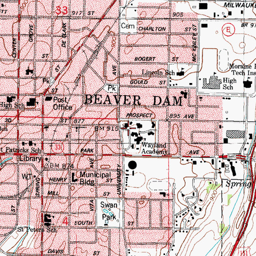Topographic Map of Roundy Hall, WI