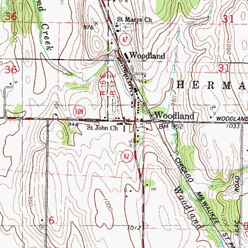 Topographic Map of Saint John Church, WI