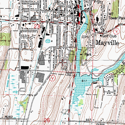 Topographic Map of Saint Johns Cemetery, WI