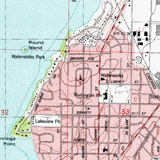 Topographic Map of Saint Johns Lutheran Church, WI