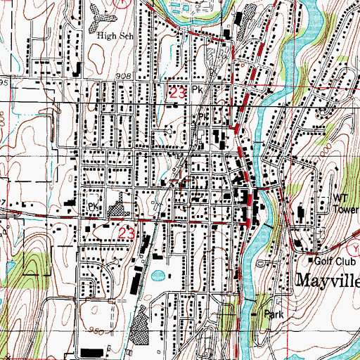 Topographic Map of Saint Johns Lutheran Church, WI