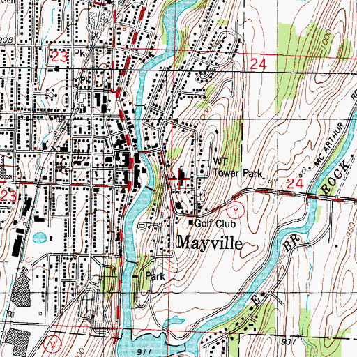Topographic Map of Saint Mary Elementary School, WI