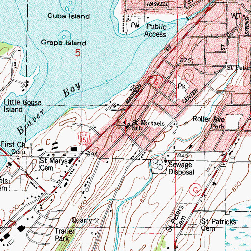 Topographic Map of Saint Michaels School, WI