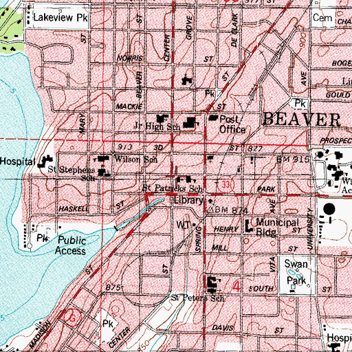 Topographic Map of Saint Patricks Roman Catholic Church, WI