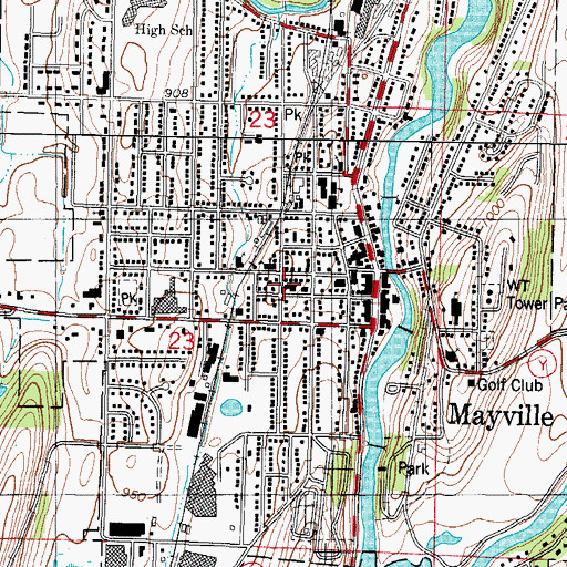 Topographic Map of Saint Pauls Evangelical Lutheran Church, WI
