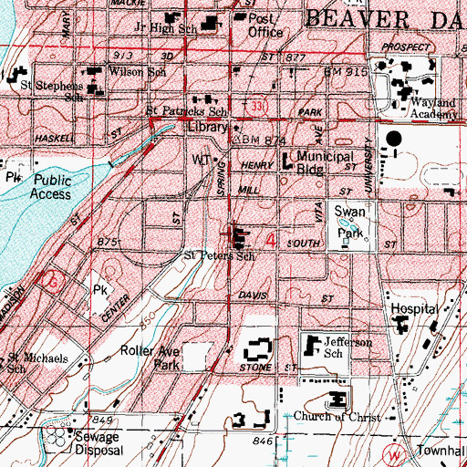 Topographic Map of Saint Katharine Drexel School, WI