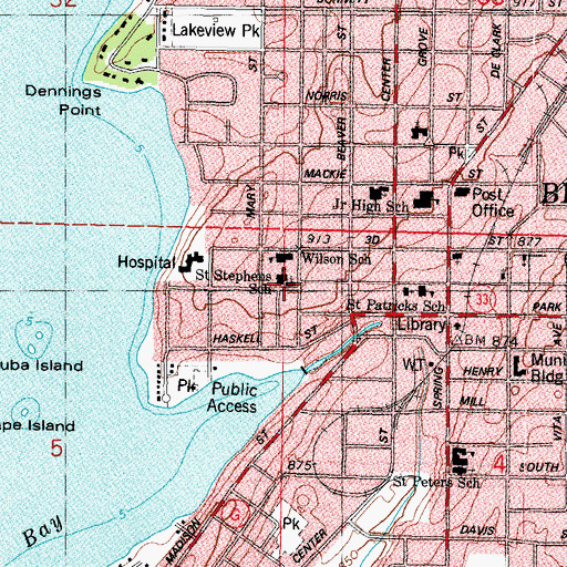 Topographic Map of Saint Stephens Evangelical Lutheran Church, WI