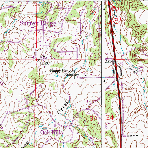 Topographic Map of Happy Canyon Ranch, CO
