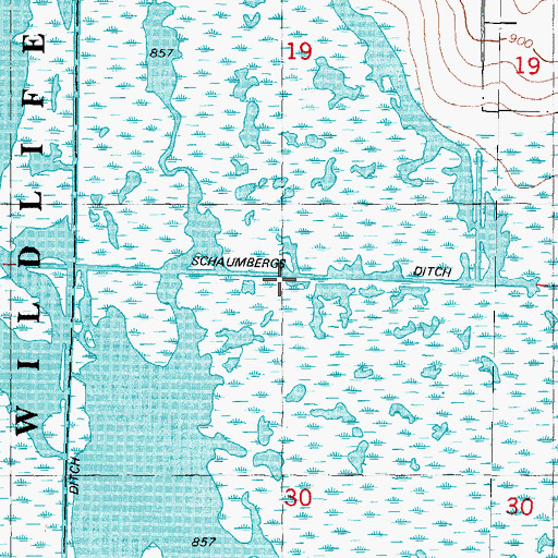 Topographic Map of Schaumbergs Ditch, WI