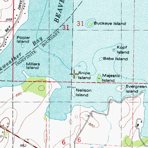 Topographic Map of Snipe Island, WI