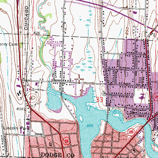 Topographic Map of Spaulding Street Park, WI