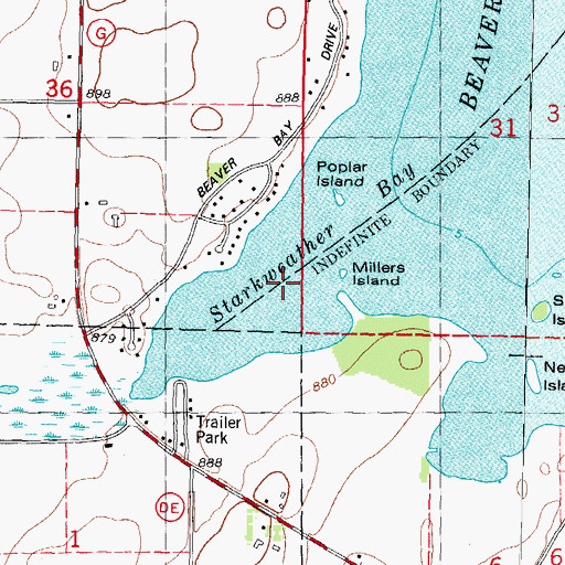 Topographic Map of Starkweather Bay, WI