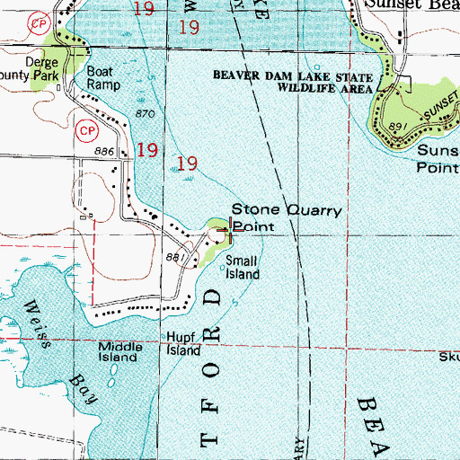 Topographic Map of Stone Quarry Point, WI
