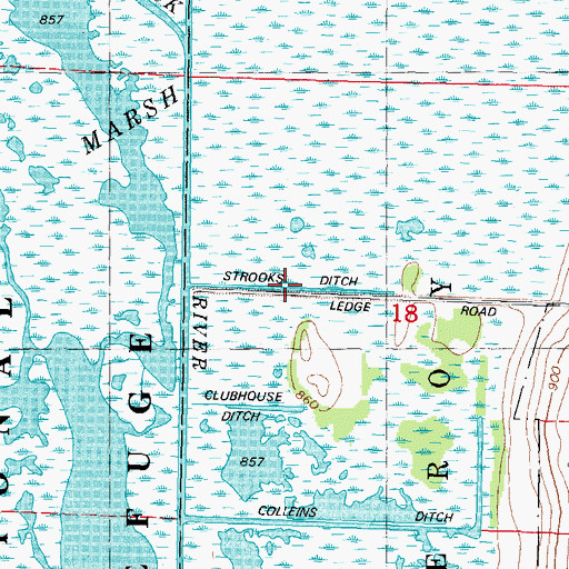 Topographic Map of Strooks Ditch, WI