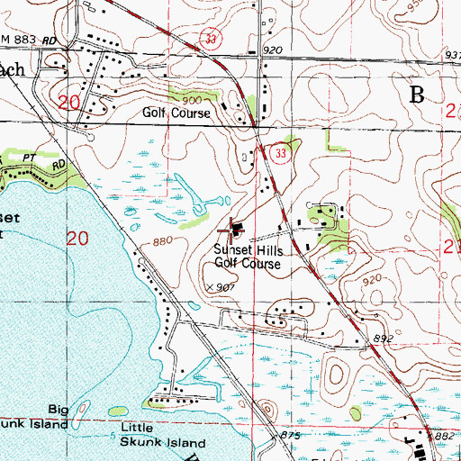 Topographic Map of Sunset Hills Golf Course, WI