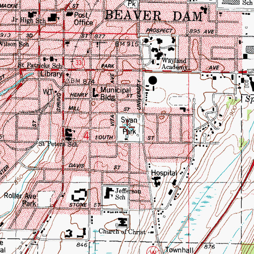 Topographic Map of Swan Park, WI