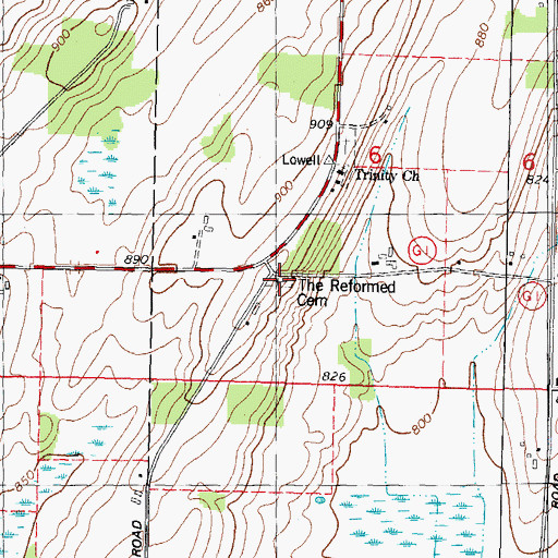 Topographic Map of Evangelical Reformed Cemetery, WI